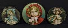 3 ANTIQUE VICTORIAN CHIMNEY FLUE COVERS RED RIDING HOOD & YOUNG GIRLS