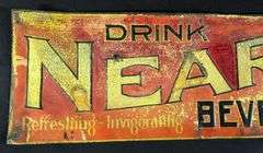 EMBOSSED TIN PROHIBITION ERA SIGN DRINK NEARO BEVERAGE DICK BRO'S BREWING QUINCY ILLINOIS