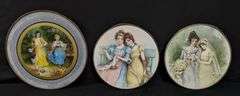 3 ANTIQUE VICTORIAN CHIMENY FLUE COVERS YOUNG WOMEN
