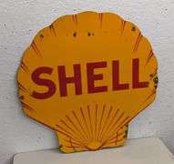 PORCELAIN SIGN SHELL GASOLINE (2 SIDED) (DATED 1931)