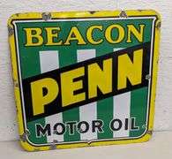 PORCELAIN SIGN BEACON PENN MOTOR OIL (SIDED)