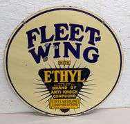 PORCELAIN SIGN FLEET WING ETHYL GASOLINE (2 SIDED)