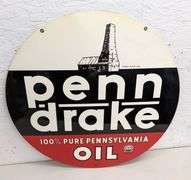 NOS TIN SIGN PENN DRAKE 100% PURE PENNSYLVANIA MOTOR OIL (2 SIDED)