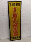EMBOSSED TIN SIGN INLAND TIRES & TUBES
