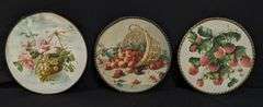 3 ANTIQUE CHIMNEY FLUE COVERS FRUIT & BASKETS