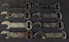 8 DIFFERENT DICKS BREWING BEER BOTTLE OPENERS QUINCY ILLINOIS