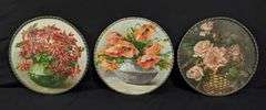 3 ANTIQUE VICTORIAN CHIMNEY FLUE COVERS FLOWERS