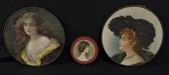 3ANTIQUE VICTORIAN CHIMENY FLUE COVERS YOUNG WOMEN