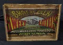 PAPER LABEL WOOD CRATE SWEET LOTUS TOBACCO QUINCY ILLINOIS