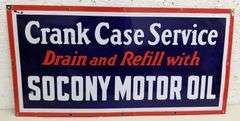PORCELAIN SIGN CRANK CASE SERVICE SOCONY MOTOR OIL