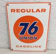PORCELAIN GAS PUMP SIGN UNION 76 REGULAR GASOLINE