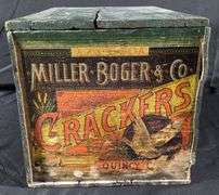 PAPER LABEL WOOD CRATE MILLER - BOGER & CO XXX SODA CRACKERS QUINCY ILLINOIS