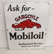 PORCELAIN SIGN ASK FOR GARGOYLE MOBILOIL AUTHORIZED SERVICE