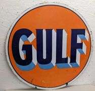 PORCELAIN SIGN GULF GASOLINE (2 SIDED)