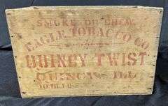 EAGLE TOBACCO CO QUINCY TWIST WOOD TOBACCO CRATE QUINCY ILLINOIS