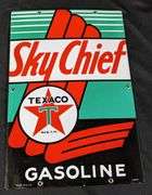 1947 PORCELAIN GAS PUMP SIGN TEXACO SKY CHIEF GASOLINE