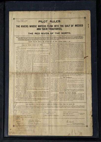 1911 STEAMBOAT INSPECTION SERVICE PILOT RULES SIGN RIVERS WHOSE WATERS FLOW INTO THE GULF OF MEXICO