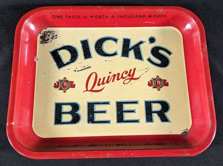 DICK & BROS QUINCY BREWERY BEER TRAY DICKS BEER QUINCY ILLINOIS