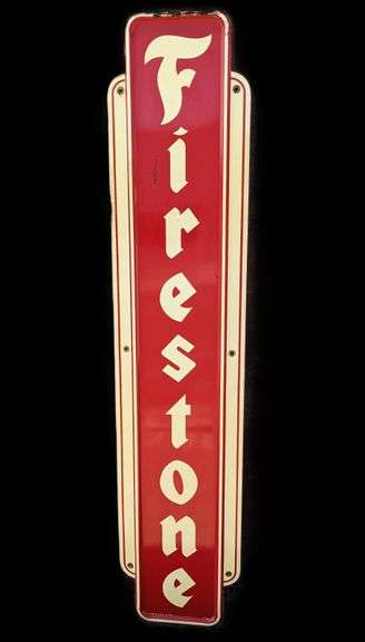 VERTICAL TIN FIRESTONE TIRES SIGN