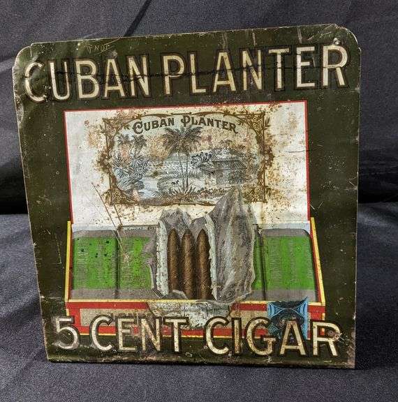 TIN SIGN CUBAN PLANTER 5 CENT CIGAR