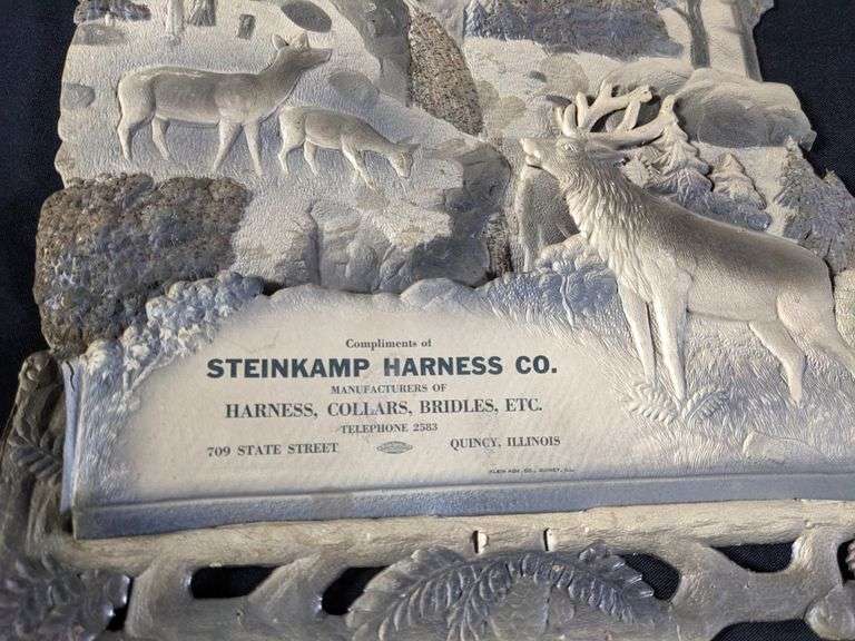 ANTIQUE EMBOSSED VICTORIAN CALENDAR EAGLE & ELK STEINKAMP HARNESS CO QUINCY IL