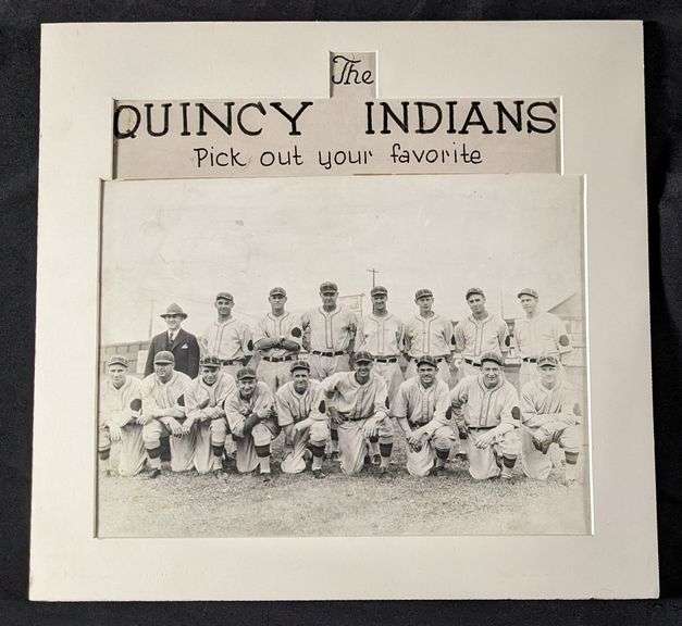 LARGE PHOTOGRAPH THE QUINCY INDIANS BASEBALL TEAM