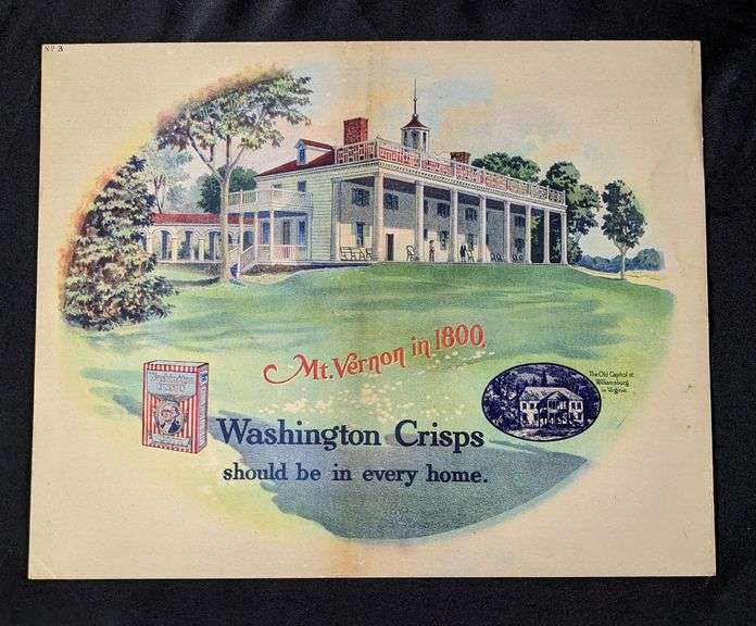 2 SIDED CARDSTOCK SIGN WASHINGTON CRISPS CEREAL QUINCY ILLINOIS