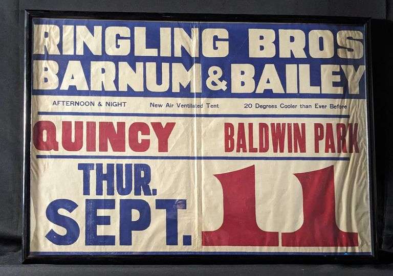 RINGLING BROS BARNUM & BAILEY CIRCUS POSTER SIGN QUINCY ILLINOIS