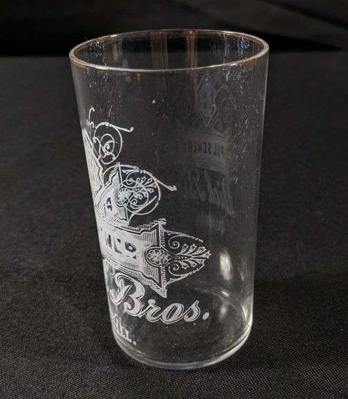 DICK BROS BREWERY QUINCY ILLINOIS ETCHED PILSENER BEER GLASS