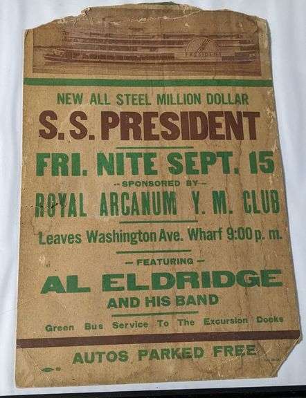 4 VINTAGE MISSISSIPPI RIVER STEAMBOAT PADDLE WHEEL POSTERS SS PRESIDENT & CAPITOL IOWA ILLINOIS