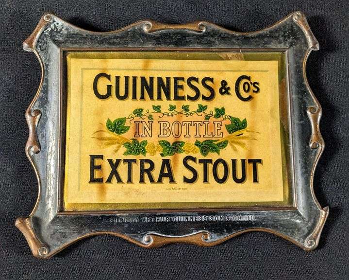 CELLULOID BEER SIGN GUINESS & CO'S EXTRA STOUT IN BOTTLE