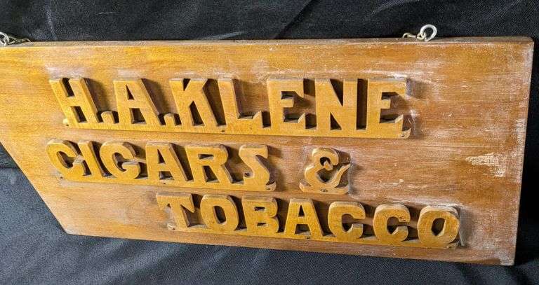 WOOD SIGN H.A. KLENE CIGARS & TOBACCO