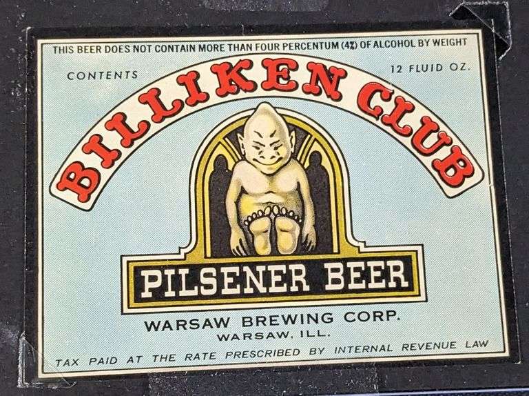 POPEL-GILLER WARSAW BREWING ILLINOIS BEER BOTTLE LABELS EXTRA PALE BILLIKEN CLUB OLD TAVERN BURGEMEI