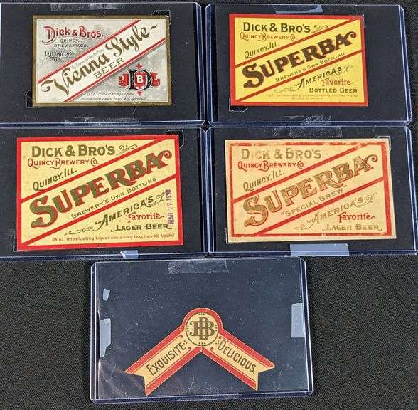 DICK & BRO'S QUINCY ILLINOIS BEER BOTTLE LABELS VIENNA STYLE SUPERBA