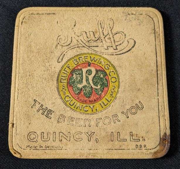 PRE PRO RUFF BREWING CO QUINCY ILLINOIS BEER COASTER