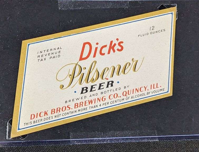 DICK BROS BREWING QUINCY ILLINOIS BEER BOTTLE LABELS PILSENER