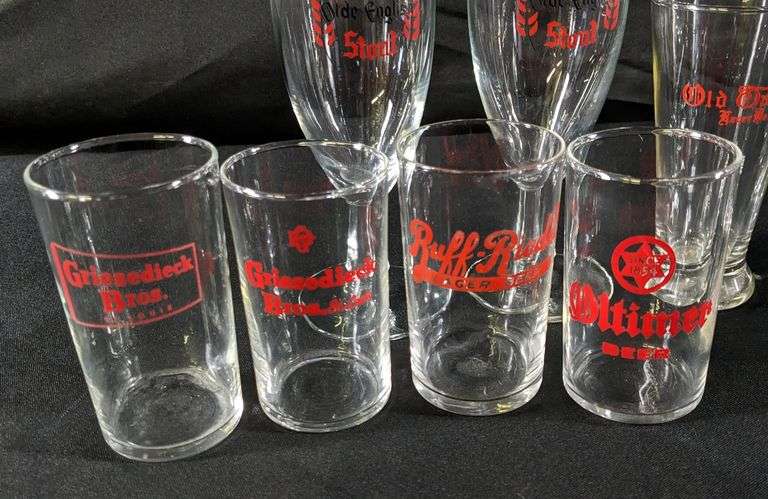10 BEER & SODA GLASSES RUFFS RUFF-RIEDEL OLTIMER GRIESEDIECK OLD TAVERN