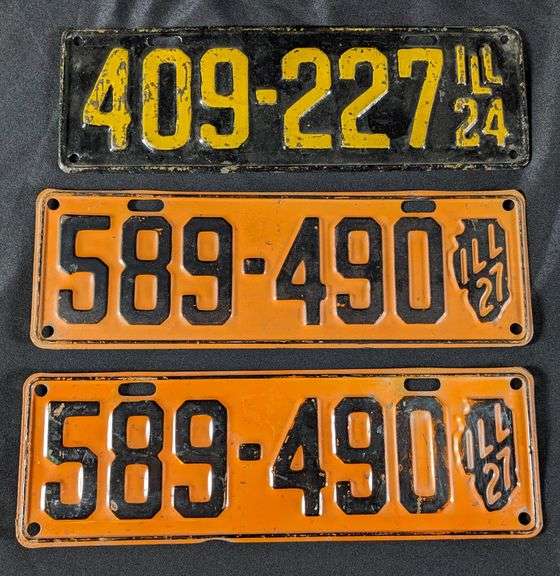 (THREE) 1924 & 1927 ILLINOIS LICENSE PLATES