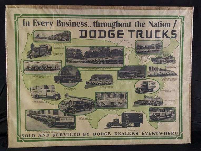 EARLY 1930'S DODGE TRUCK DEALERSHIP POSTER SIGN