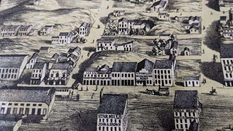 ANTIQUE COLORED MAP OF QUINCY ILLINOIS