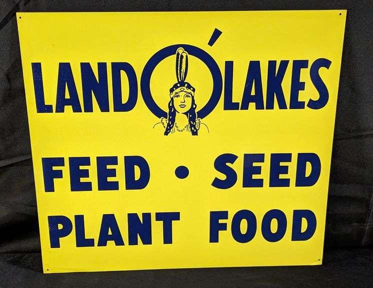 NOS TIN SIGN LAND O LAKES FEED SEED PLANT FOOD