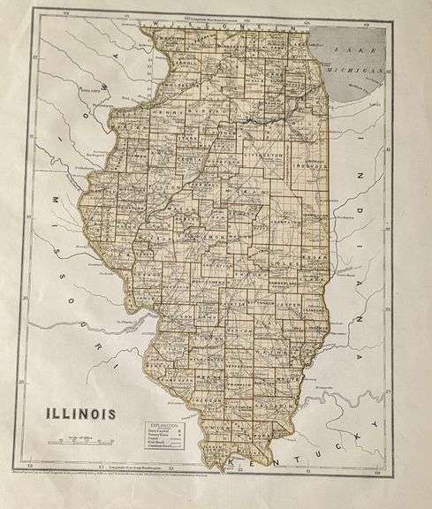 1844 MAP OF ILLINOIS