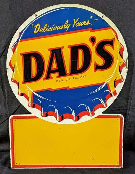 EMBOSSED TIN SIGN DADS ROOT BEER SODA POP BOTTLE CAP