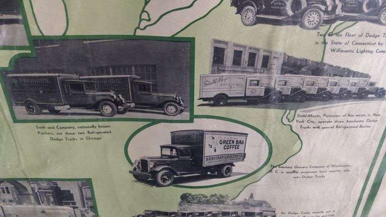 EARLY 1930'S DODGE TRUCK DEALERSHIP POSTER SIGN