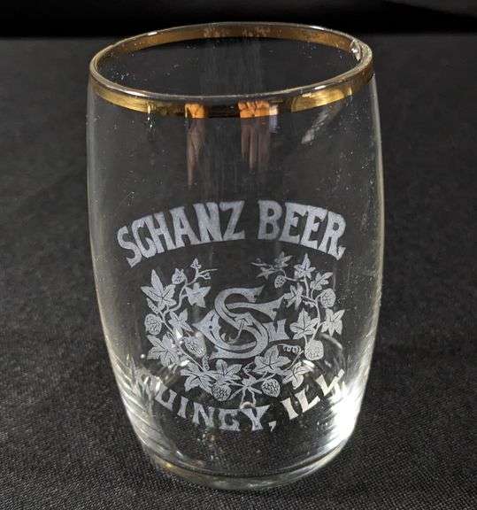 SCHANZ BEER ETCHED GLASS QUINCY ILLINOIS