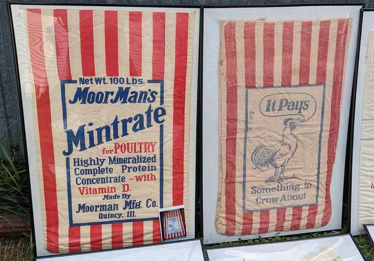 8 VINTAGE FEED SACKS FROM QUINCY ILLINOIS