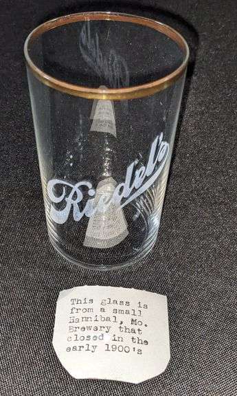 RIEDEL'S HANNIBAL MISSOURI ETCHED BEER GLASS PRE PRO