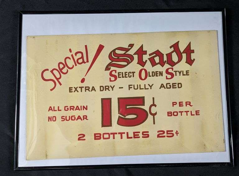 SPECIAL STADT SELECT OLDEN STYLE BEER 15¢ PER BOTTLE SPRINGFIELD ILLINOIS