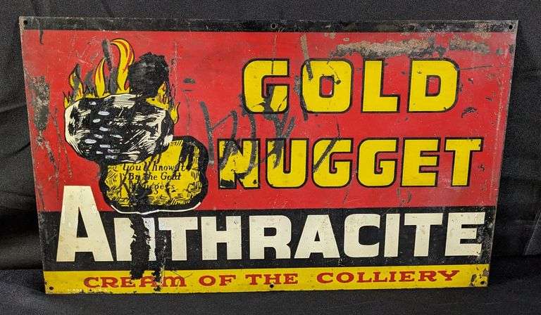 TIN SIGN GOLD NUGGET ANTHRACITE CREAM OF THE COLLIERY COAL