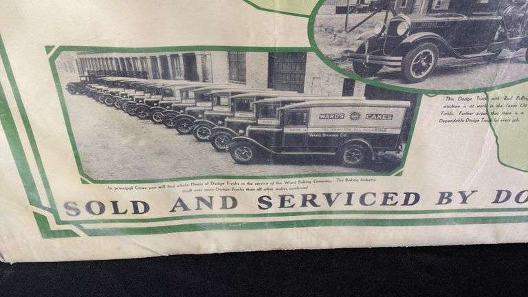 EARLY 1930'S DODGE TRUCK DEALERSHIP POSTER SIGN